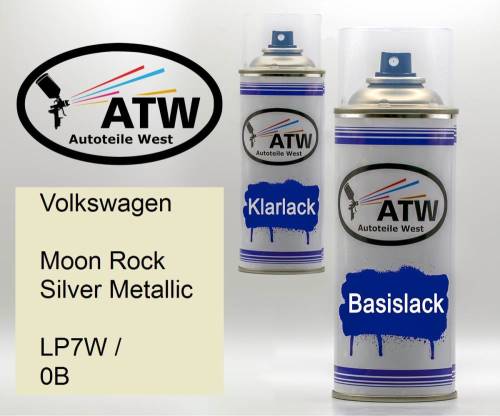 Volkswagen, Moon Rock Silver Metallic, LP7W / 0B: 400ml Sprühdose + 400ml Klarlack - Set, von ATW Autoteile West.